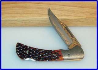 440SS Japanese DAMASCUS, Folding Lockback Knife, Gift  