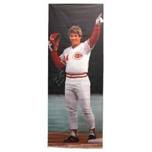 Pete Rose Autographed Banner with Hit King and 4256 Inscription 