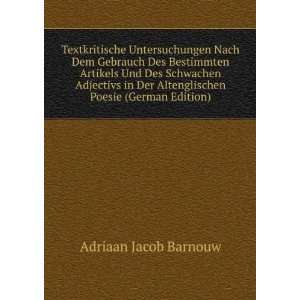   Altenglischen Poesie (German Edition) Adriaan Jacob Barnouw Books