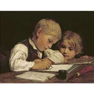  A Boy Writing by Albert Anker. Size 16.00 X 12.38 Art 