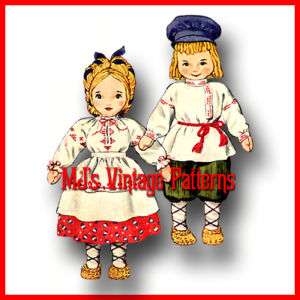 Russian Boy & Girl Vintage Doll Pattern  