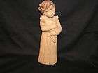 LEE BORTIN SCULPTURE STATUE GIRL HOLDING CAT CLAY SIGNED VINTAGE