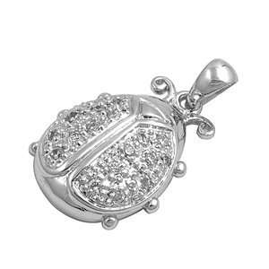  Sterling Silver & CZ Embellished Bug Pendant Jewelry