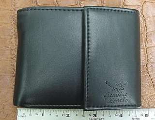 MENS BLACK LEATHER WALLET LAMB BIFOLD W COIN POUCH 795  