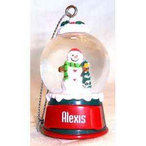  Alexis Christmas Snowman Snow Globe Name Ornament 