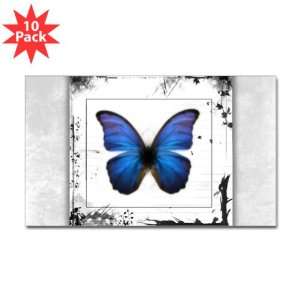  Sticker (Rectangle) (10 Pack) Blue Butterfly Still Life 