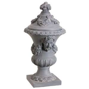  10.5dx20h Bacchus Urn W/Lid Gray