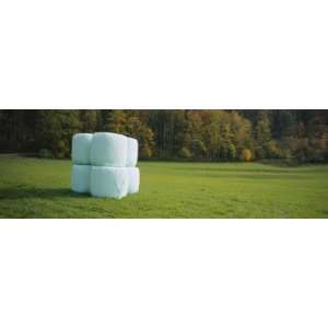  Stack of Hay Bales Wrapped in Plastic, Germany by 