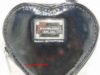 MICHAEL KORS JET SET Black Leather Heart Coin Purse NWT  