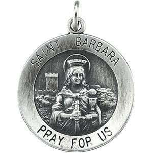  Sterling Silver St. Barbara Medal 18.25mm Jewelry