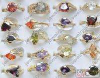 Wholesale lots Mix 50 cute CZ Crystal gold plated Rings  