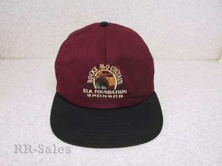Rocky Mountain Elk Foundation Sponsor Embroidered Hat Ball Cap Maroon 