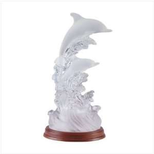 Dolphins Riding Waves of Light Statue Figurine