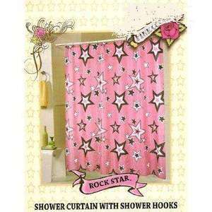 Western Star Shower Curtain Set Pink Cowgirl Rock Star  