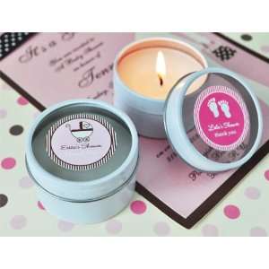 Wedding Favors Personalized Baby Shower Round Travel Candle Tins (Set 