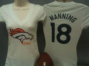 Sm Lg Womens Denver Broncos shirt Ladies Peyton Manning tshirt tee 