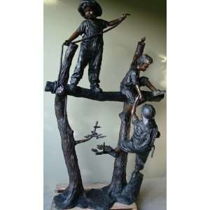 Bronze Statue of Three Boys Climbing a Rope  Sports 