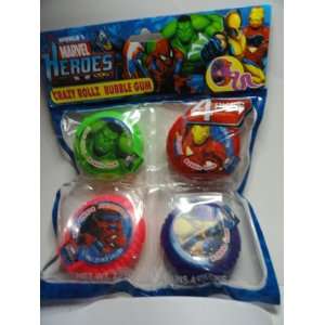 Worlds Marvel Heroes Crazy Rollz Bubble Gum   4 Packages  
