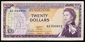 East Caribbean States 20 Dollars ND P. 15b III  