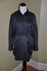 CREW Collection Cashmere Rideau Coat Charcoal Size 8 $1500 NWT 
