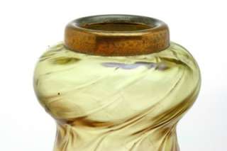 Art Nouveau C1900s, Kralik Irridescent Glass Vase   Golds/Pinks. 16cm 