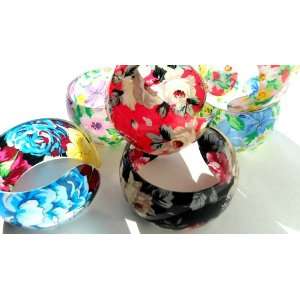  Fashion Bangle Cuff Bracelet Gift Set of 2 Assorted Floral Style 
