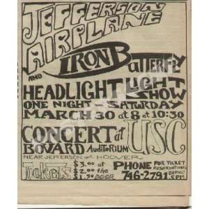  Jefferson Airplane Iron Butterfly USC 1968 Concert Ad 