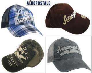 NWT GREAT AEROPOSTALE CAP HAT PLAID SOLID ADJUSTABLE ++  