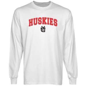  Northeastern Huskies White Logo Arch Long Sleeve T shirt 