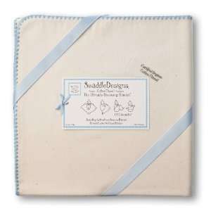 SwaddleDesigns Organic Ultimate Receiving Blanket   Natural with Blue 