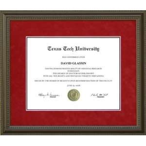 Texas Tech Diploma Frame with Red Suede Mat  Sports 