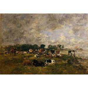   painting name Cows in a Field 2, By Boudin Eugène 