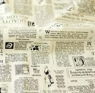 Retro Cotton Linen Blend Fabric   Vintage Newspaper   Sewing Hobby 