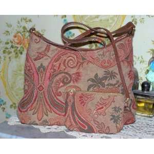  Genuine Bueno Tapestry Jungle Hobo w/ Attached Wallet 