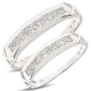  5/8 Carat T.W. Round Cut Diamond Matching Wedding Rings 
