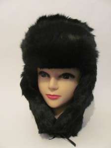 Brand New Girl Boy Rabbit Black Fur Trooper Bomber Snow Ski Hat 