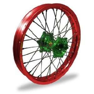 Pro Wheel MX Rear Wheel Set   19x2.15   Red Rim/Green Hub 24 45057 HUB 