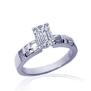  1.10 Ct Emerald Cut Diamond Engagement Ring 14K Gold VS1 H 