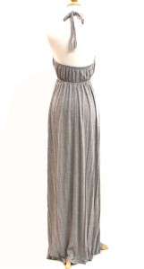 Sexy Anthropologie Gray Embroidered Empire Waist Jersey Knit Long Maxi 