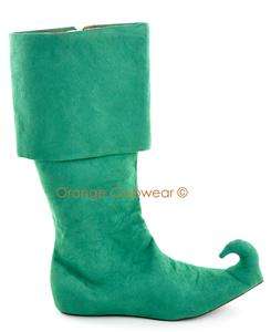 PLEASER Mens Xmas Christmas Party Elf Jester Green Costume Knee Boots 