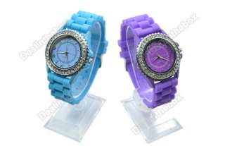 Classic Gel Silicone Crystal Men Lady Jelly Watch Gifts  