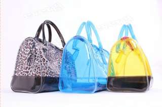 Color Fashion Women Sweet Jelly Clear Bucket Handbag Shoulder Bag 