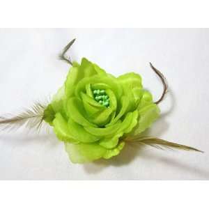   Rose with Feathers Hair Flower Clip Pin and Pony Tail Band, Limited