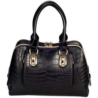 Fashion Ladys Black Real Leather Handbags Totes Elegant Bag Free 