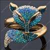 Huge Fox Animal Blue Swarovski Crystal fashion jewelry gold Bracelet 