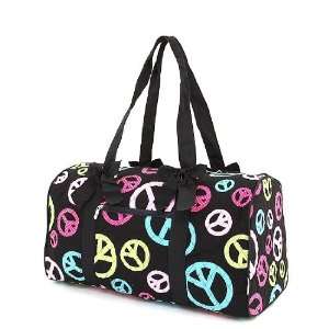  Large Quilted Peace Sign Duffle Bag (Black/Multi) Sports 