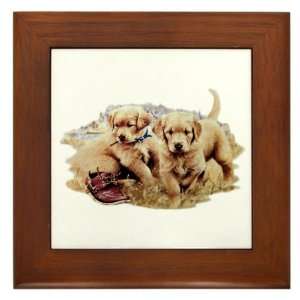  Framed Tile Golden Retriever Puppies 