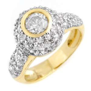  Natural 2.20 ctw Diamond Ring 14K Yellow Gold Jewelry