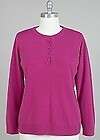 Basic Editions Womens 3X Luxura Henley Sweater NWT Pink Fuchsia LS