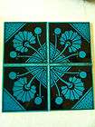 Rare Reversible Pattern Minton Art Nouveau Black and Blue Poppy 